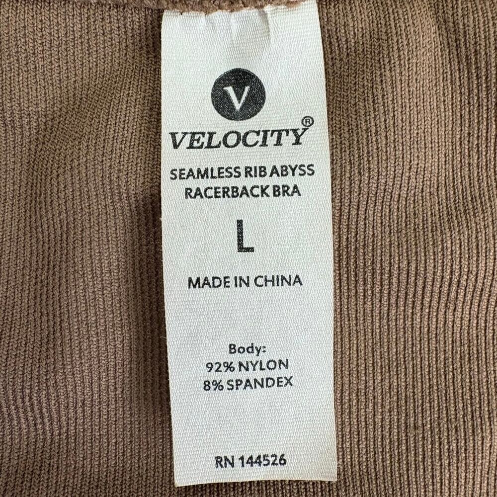 Velocity Seamless Racerback Brown Ribbed Sports Bra Large - Picture 3 of 3
